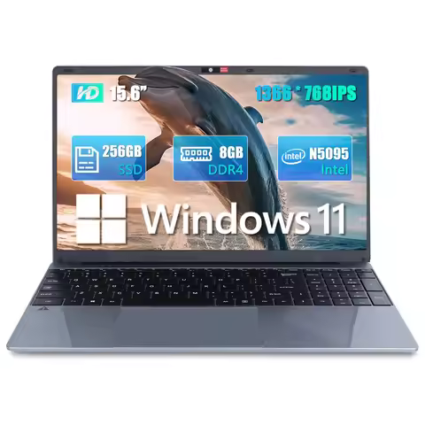 15.6" Laptop Computer Windows 11 Quad-Core Celeron N5095 Processors Laptops IPS Display 5000mAh 8GB 