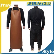 Apron PU Leather Waterproof Oil-Proof Soft Kitchen Large Length Kain Kulit Lapik Kalis Air Alas Masa