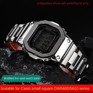 Modified Quick Release Solid Stainless Steel Watch Strap For G-SHOCK Casio DW5600 GW-B5600 GWM5610 Metal Red Resin Men Watchband