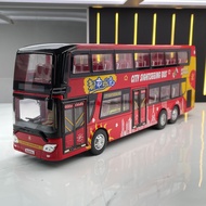 New Kada Alloy 1: 42 Double-Decker Bus Car Model Pull Back Sound Children's Toy Car Music Model Ornaments Collection
