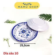 Đĩa đựng thức ăn dĩa tròn sâu và cạn đĩa nhựa melamine số 10 lớn Mamu shop M171