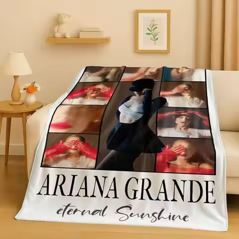 3D Ariana Grande Cat Ari Popular Singer Flannel Blanket,Ultra Soft Warm Plush Throw for Home Bedroom