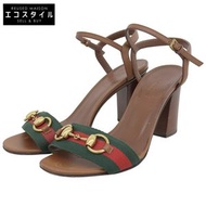 二手 Gucci Sherry 系列馬銜扣涼鞋，女款ブラウン36 1/2。