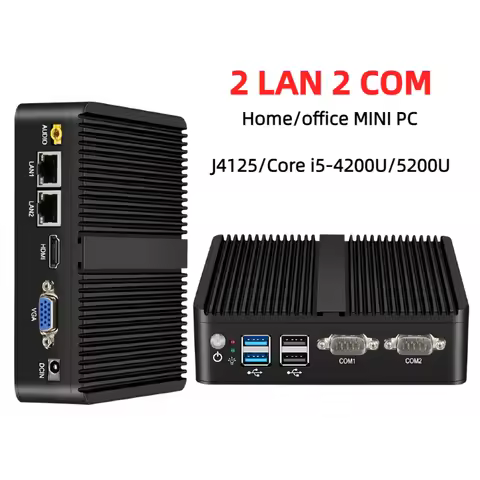 Fanless Industrial PC N5105 2955U i5 4200U 5200U i3-5005U Mini PC Windows Ubuntu 2x Gigabit Ethernet