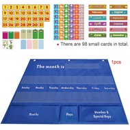 Kids Calendar First Weekly Calendar Children Date Weather Cognitive Pocket Chart Toys Hanging Bag