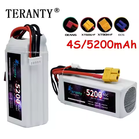4S Lipo Battery 60C 14.8V 5200mAh Lipo Battery with XT60/T/TRX/EC5 Connector for RC FPV Racing Drone