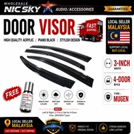 FREE RACINGKOOG Car Door Visor Window Visor Rain Guard Deflector 3M Tape Honda Civic