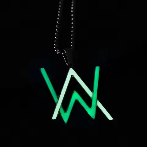 Stainless Steel Night Glowing Necklace Alan Walker Luminous Pendant Necklace AW Letter Glow Popular 