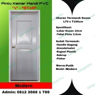 Pintu Kamar Mandi PVC -V Star-Modern - Putih Bulat Plastik