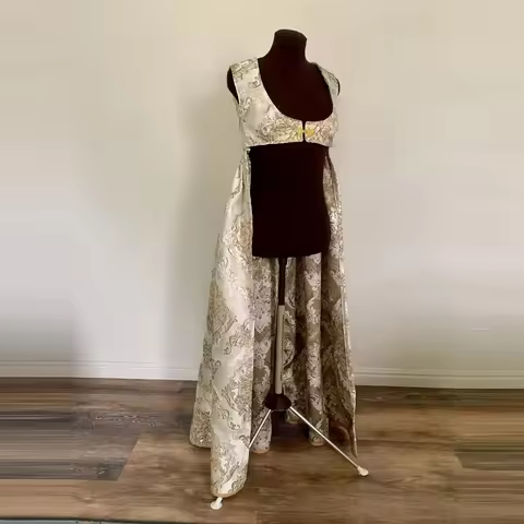 Regency Emma Inspired Open Robe Historical Empire Queen Sleeveless High Waistline Dress Medieval Ren