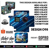GOPRO HERO 4 , HERO 5 , HERO 6 , HERO 7, SJCAM 5000 , XIAOMI YI CAM 2K STICKER SKIN (DESIGN 098)