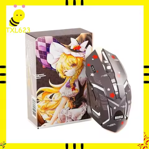 Touhou Project Anime Wireless Silent Mouse, Reimu Marisa Satori Character Print Gaming Mouse, Ergono