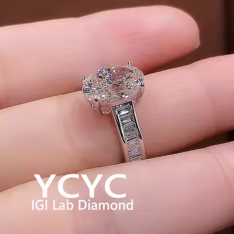 Factory sell Platinum Pt950 White Gold 4Ct Lab Grown Diamond Ring Oval Cut Diamond CVD HPHT DEF VS-V