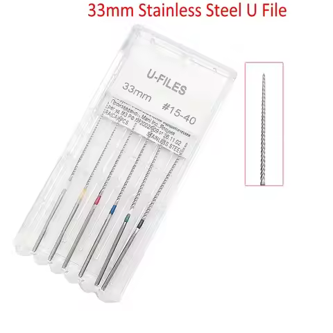 1 / 2 Boxes Dental U Files Root Canal Stainless Steel 33mm #15-40 Ultrasonic U Files for Root Cleani