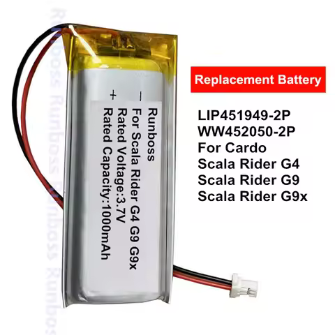 3.7V 1000mAh LIP451949-2P WW452050-2P Battery For Cardo Scala Rider G4 G9 G9x Earphone ZN452050PC-1S