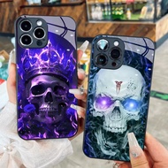 Crown Art Dry Skull Glass Case for iPhone 17 16 15 14 13 12 11 8 7 6 6s 6p 7p 8p 6g 7g 8g Pro Max XR