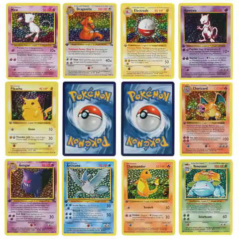151Pcs 1996 first generation Pokémon card Charizard Pikachu Mewtwo Blastoise Collecting card toys En