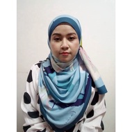 Tudung bawal Chiffon Custom printed design Tudung bawal New design BLUE