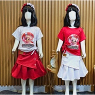 Independence Day Outfit for Girls Ages 3-12 Years | Oneset Model Combad T-Shirt Short Sleeve Balleri