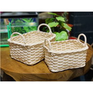keranjang rotan satu set isi 2 ( kotak )/ Nampan Tray Baki Box Kotak Kerajinan Anyaman Enceng Gondok