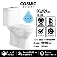 COSMOS 8002 Two Piece (S&P TRAP) Toilet Bowl, Powerful & Quiet Flush Modern minimalist design [LOCAL