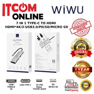 WIWU 7 IN 1 TYPE-C TO HDMI 4K3-USB3.0PDSDMICRO SD CONVERTER GREY (731HP)