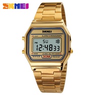 SKMEI 1123 Golden Fashion Sport Watch For Men LED Display 3Bar Waterproof Wristwatches Men's Glass D