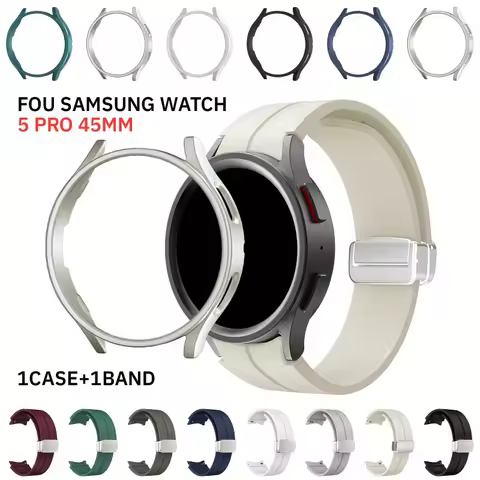 Watch Band for Watch 5 Pro Folding Buckle Magnetic Strap for Samsung Galaxy Watch 5Pro 45mm Semi-Cas