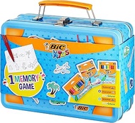 BIC Kids Pen Set in Colouring Case: 12 Colouring Pencils, 8 Felt Tip Pens, 12 Crayons and Memory Gam