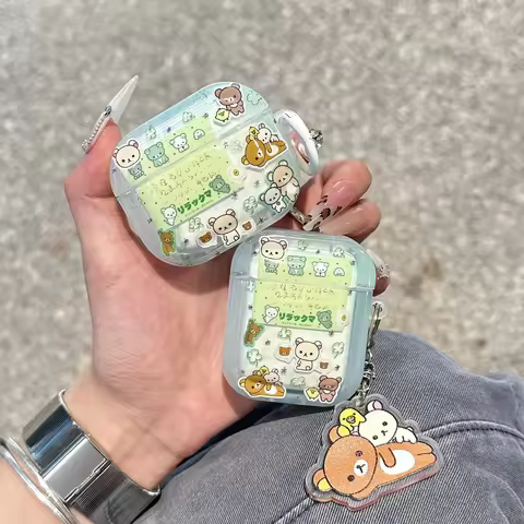 Earphone Case For Airpods 4 2 3 1 Pro 3 2 Cute Cartoon Rilakkuma Bear Wireless Bluetooth Headset Pro