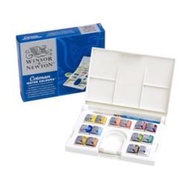 大龍染料 WINSOR&amp;NEWTON cotman set 牛頓水彩 塊狀14色 含筆 調色盤 型號:0390083