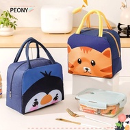 PEONIES Cartoon Lunch Bag, Portable  Cloth Insulated Lunch Box Bags,  Thermal Bag Lunch Box Accessories Thermal Tote Food Small Cooler Bag