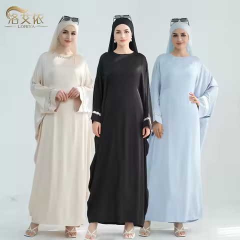2025loriya Dubai Handmade Rhinestone Cardigan Lr814 Abayat 2025 Muslim Long Dress Robe Abaya Ramadan