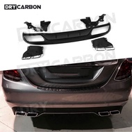 On sale PP Rear Diffuser with Exhaust Tips 4 Outlet for Benz C Class W205 4 Door Change to C63 AMG l