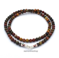 STONE NECKLACE สร้อยคอหินแท้ หินปิกัสโซ่จัสเปอร์ picasso jasper ขนาด 5 มม. ตะขอเงินลงยา by siamonlin