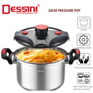 DESSINI Pressure Cooker 6L | Stainless Steel | Induction Gas Compatible | 24cm | Fast & Safe Cooking