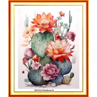 - cactus flower cross-stitch painting ** mn0324 (50x68) cm - unembroidered material set