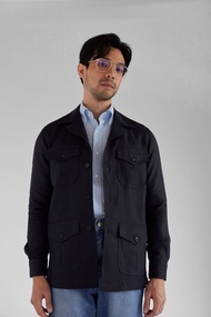 Made to Mature Linen Safari Jacket Overshirt Navy - เสื้อซาฟารีแจ๊กเก๊ต สีเนวี่
