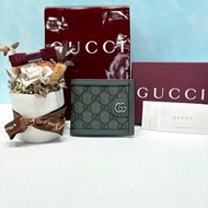 GUCCI 男款灰色帆布雙折短夾