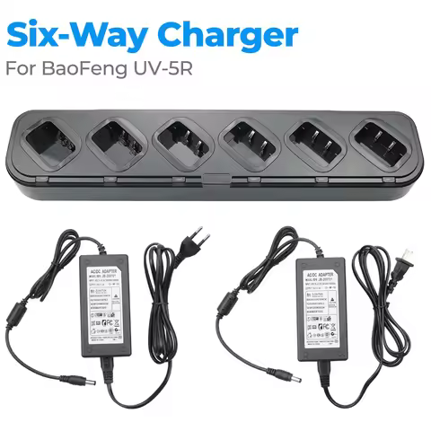 NEW Universal Rapid Six-Way Charger For BaoFeng UV-5R DM-5R UV-5RTP BF-F8HP UV-5RE PLUS UV-5RA BF-F9