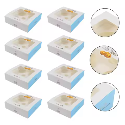 25pcs Egg Tart Boxes Food Grade Paper Thickened Bakery Storage Container Shockproof Inner Tray Windo