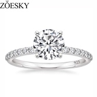 ZOESKY 925 Sterling Silver 1.25 CT Round Solitaire Cubic Zirconia Engagement Ring Halo Promise Ring 