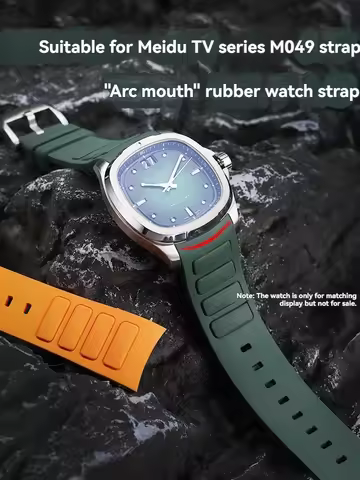 22mm For Mido Multifort TV Rubber Strap for M049526A - Curved End Fluoroelastomer Watch Band Men's A