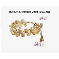 14K Gold-Coated Natural Citrine Crystal Ring