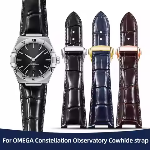 25x13mm 25x14mm Concave end Cowhide Strap Bracelet For OMEGA 131.13/131.33 Constellation Observatory