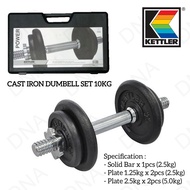 Kettler Dumbell Set 10kg Cast Iron ORIGINAL Kettler 10kg Iron Barbell/