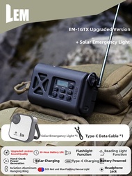 LEM | Crank and Solar Powered Radio Flashlight Emergency Preparedness Equipment