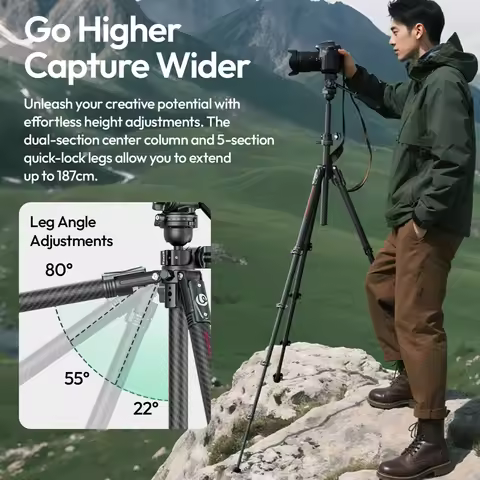 Ulanzi JJ06 GlideGo 5KG Load Video Travel Tripod for Canon Nikon Sony DSLR Camera Vertical Horizonta