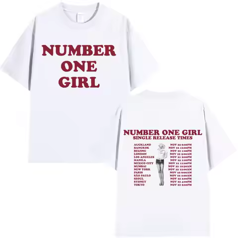 Rosé Number One Girl T Shirt Men Women Clothing Harajuku T-shirt Y2k Unisex High Quality Cotton Shor