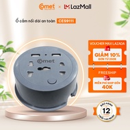 Ổ cắm điện du lịch Comet CES9111 dây dài 1m 2 ổ USB 1 ổ 3 chấu 1 ổ 2 chấu - Hàng Chính Hãng